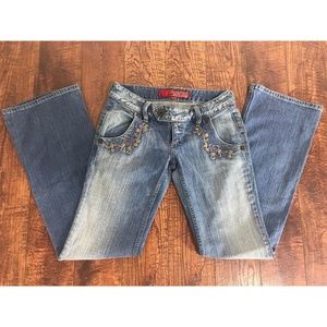 Guess Floral Boot Cut Embellished Jeans 30W 33L